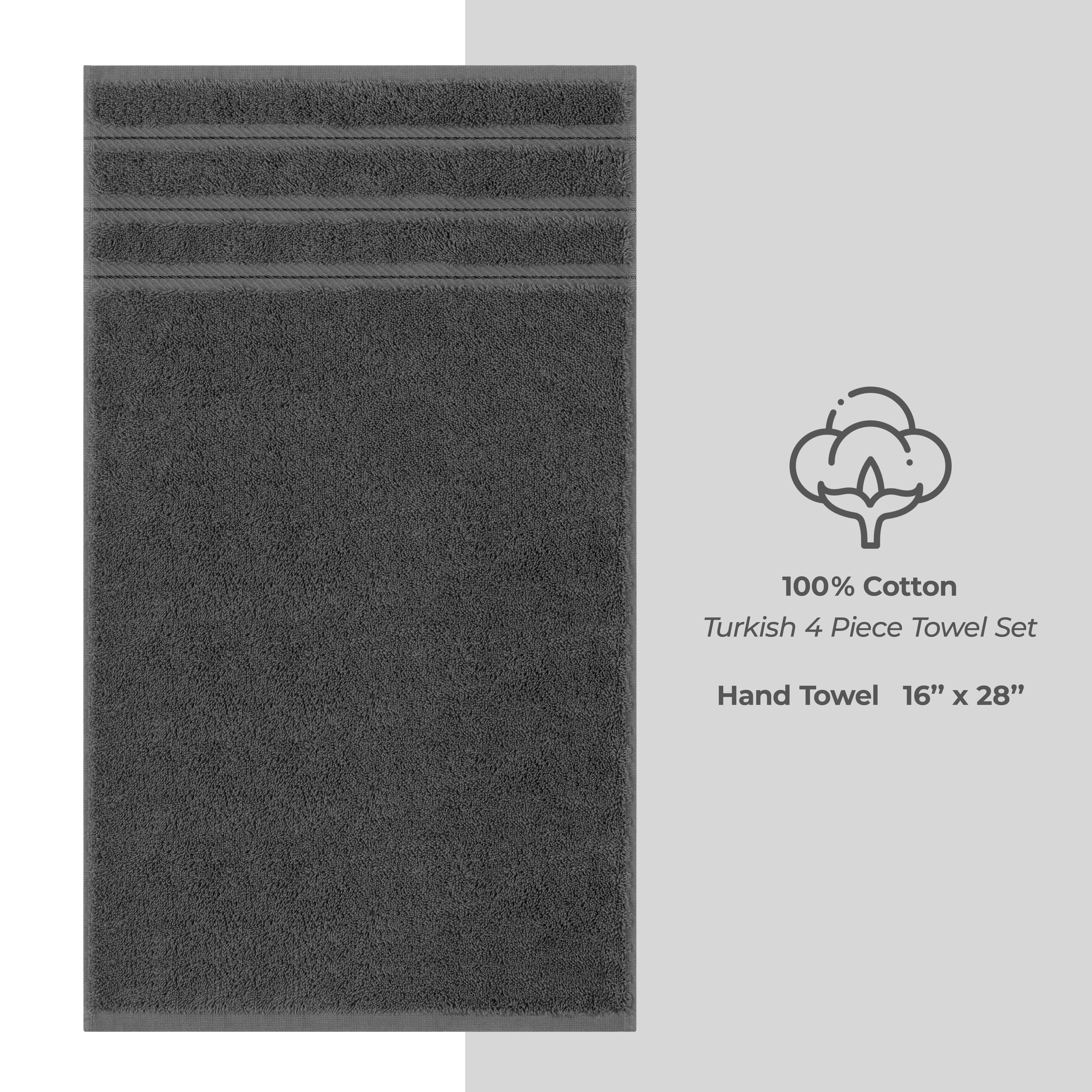 American Soft Linen 100% Cotton Turkish Towels, 4 Pack Hand Towel Set, Super Soft, Absorbent, Quick Dry Premium Towels