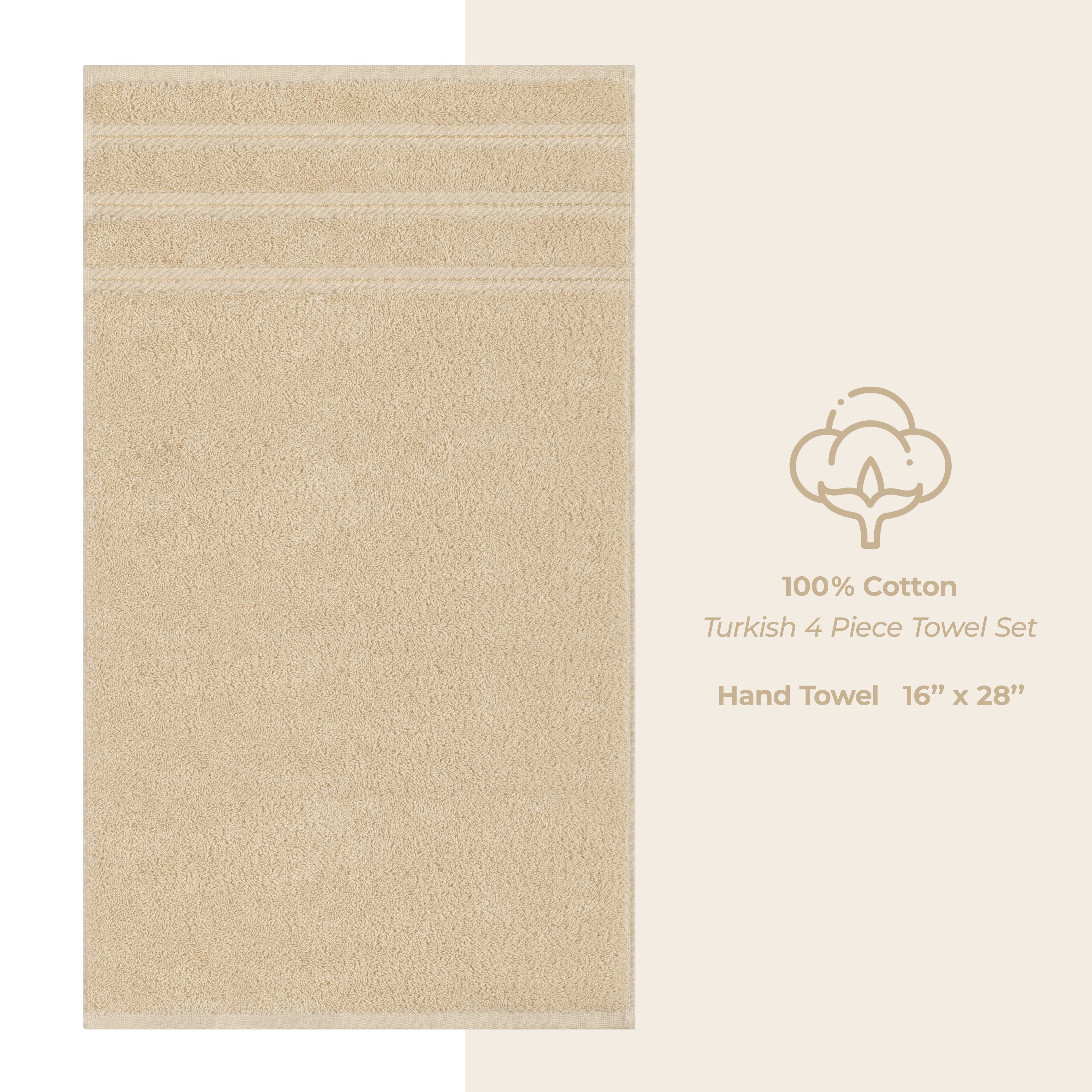 American Soft Linen 100% Cotton Turkish Towels, 4 Pack Hand Towel Set, Super Soft, Absorbent, Quick Dry Premium Towels