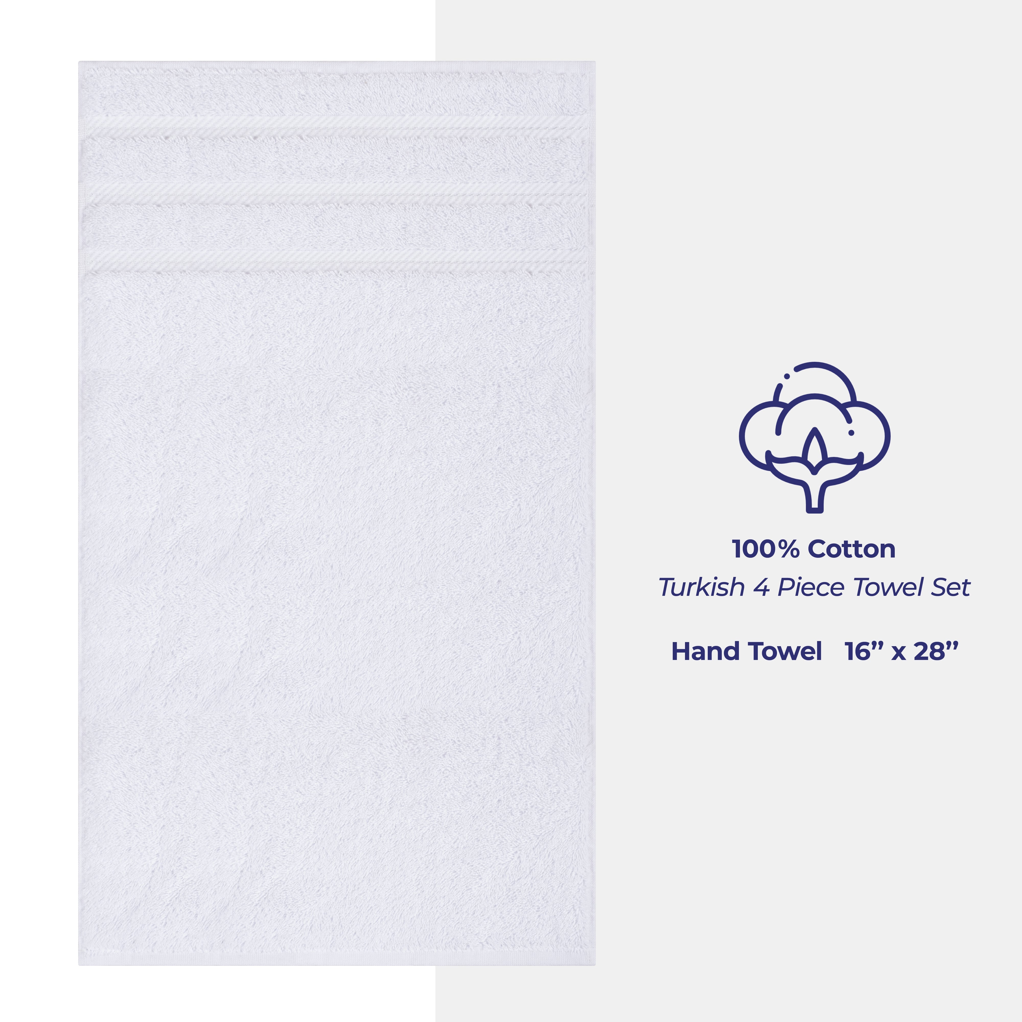 American Soft Linen 100% Cotton Turkish Towels, 4 Pack Hand Towel Set, Super Soft, Absorbent, Quick Dry Premium Towels