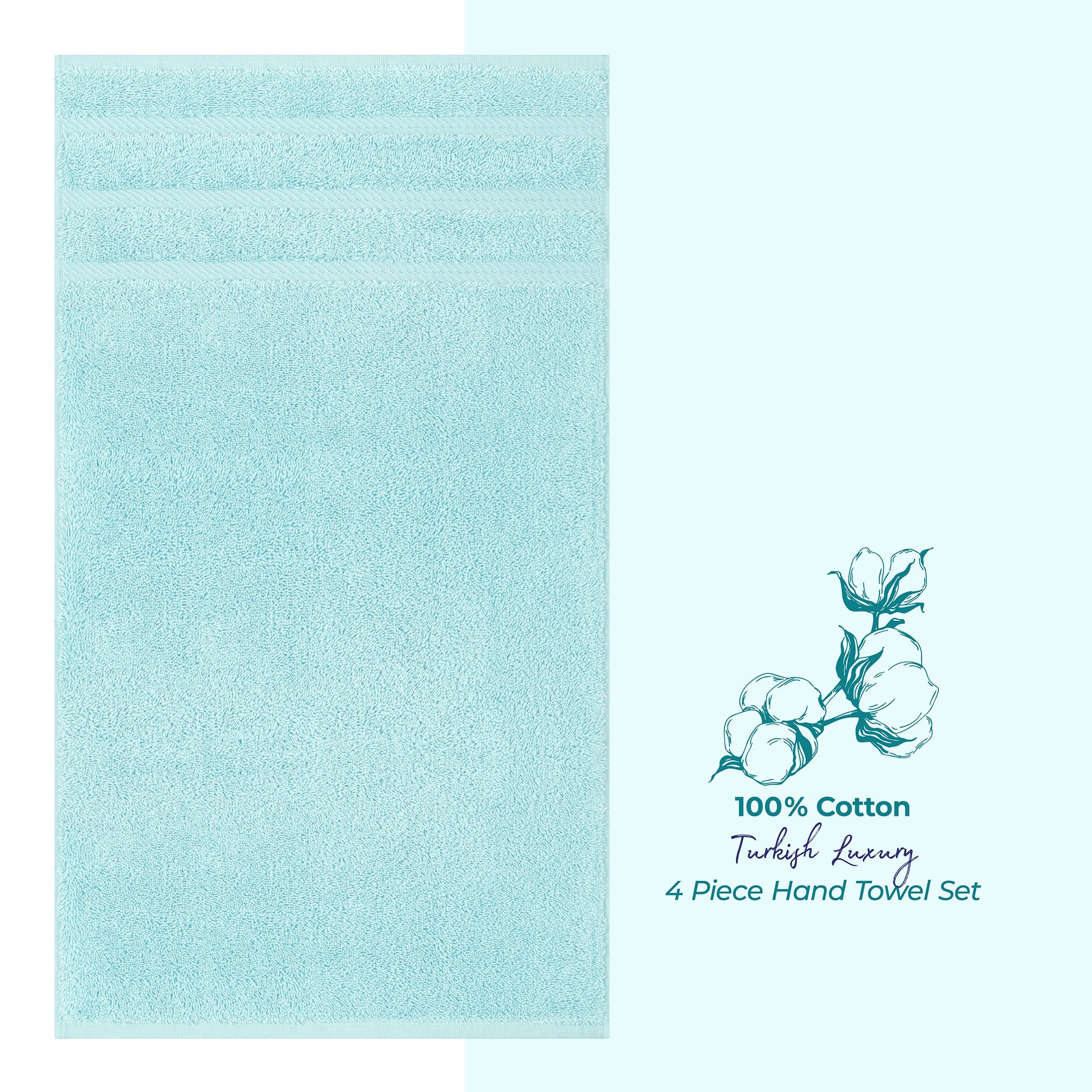 American Soft Linen 100% Cotton Turkish Towels, 4 Pack Hand Towel Set, Super Soft, Absorbent, Quick Dry Premium Towels