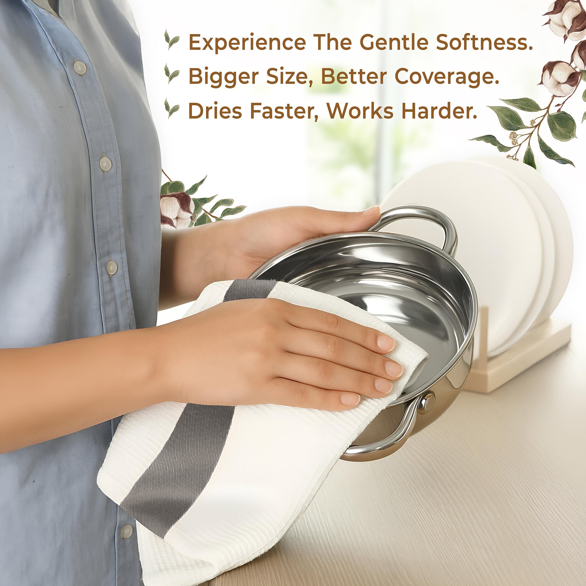 American Soft Linen 4 Packed Dish Towels, 100% Cotton Dish Cloths for Kitchen (BEST PRICEđź’– )