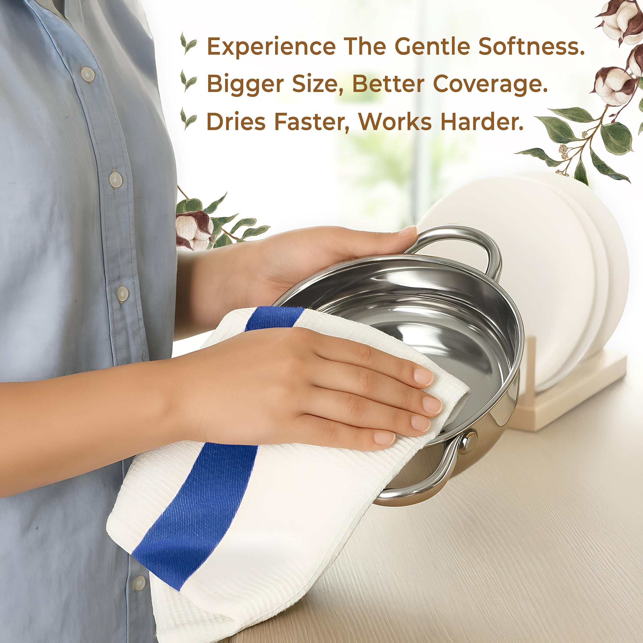 American Soft Linen 4 Packed Dish Towels, 100% Cotton Dish Cloths for Kitchen (BEST PRICEđź’– )