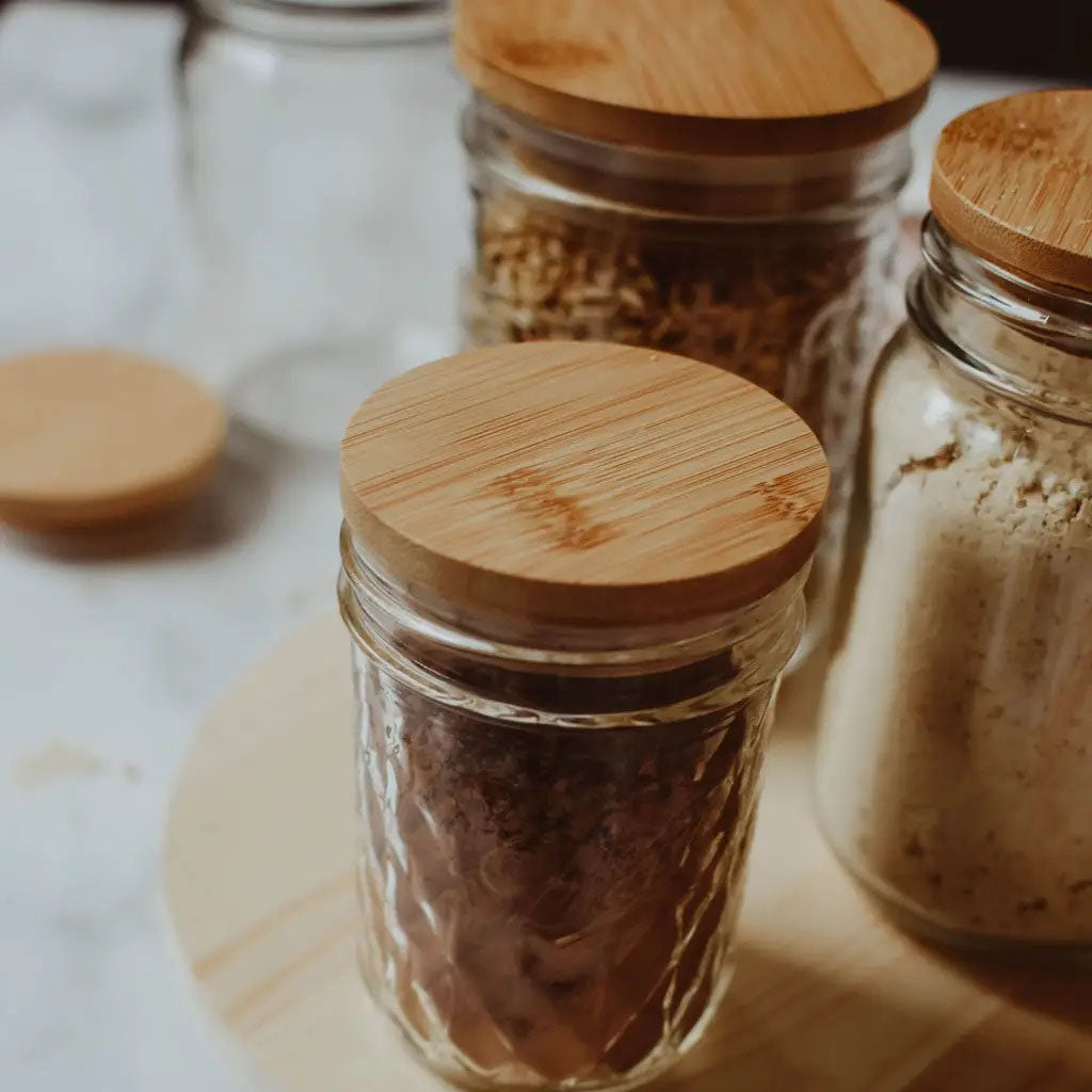 Bamboo Jar Lids – Plastic-Free Storage for Mason Jars | Regular & Wide Mouth