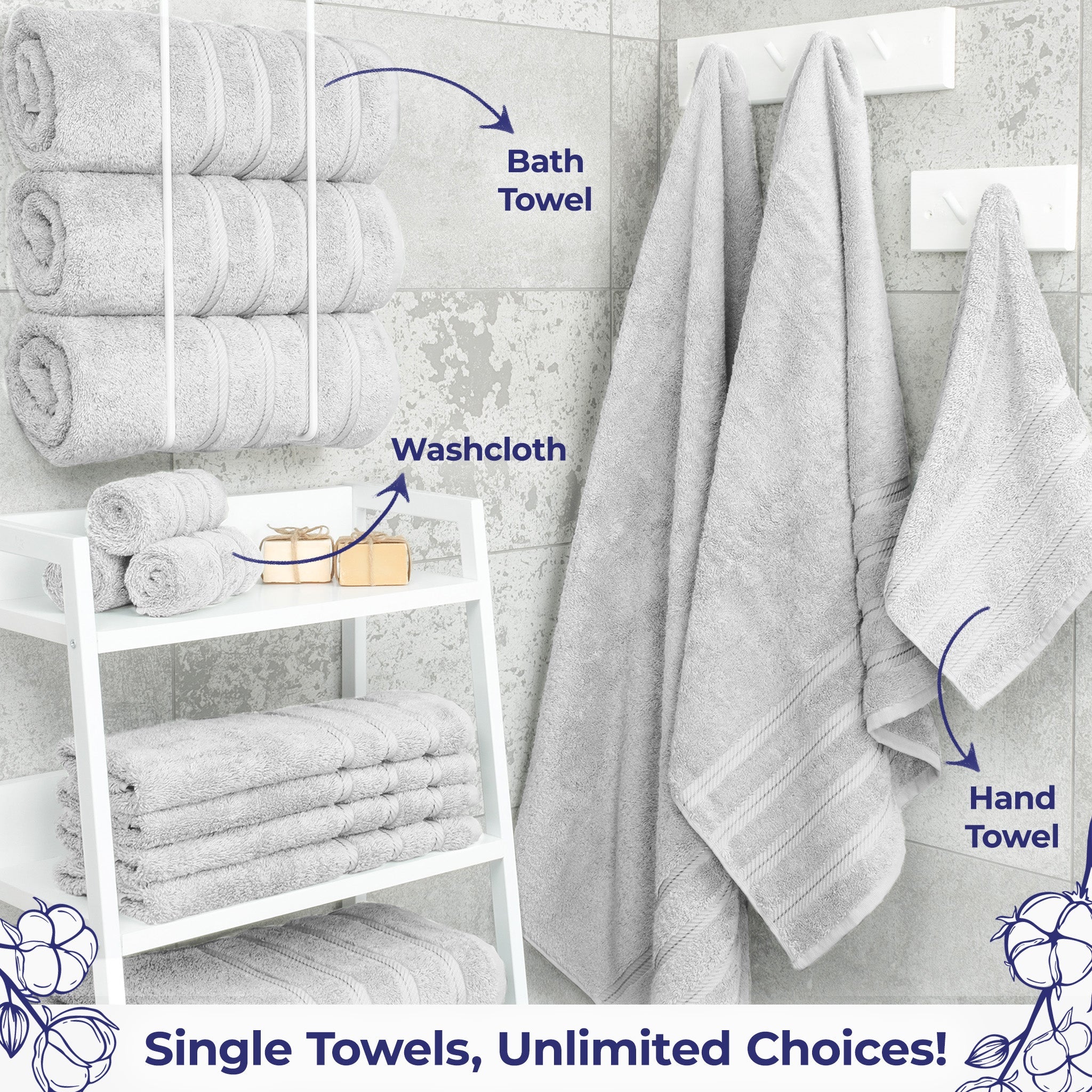American Soft Linen Single Piece 100% Cotton Turkish Towels with 20 Different Colors, Create Your Set