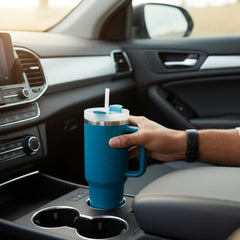 THE CLEAN HYDRATION CO. Insulated Ceramic Coated 40 oz Tumbler with Handle - (Aqua)