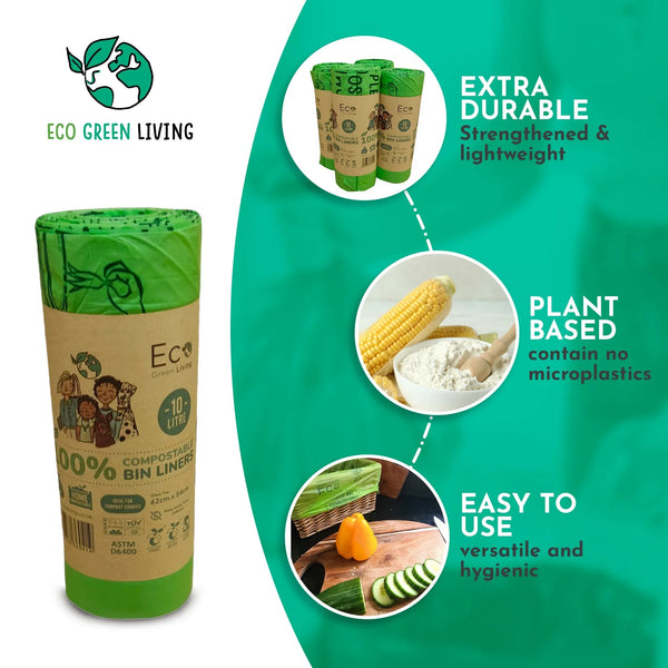 Compostable Waste Bags 2.6 Gallons | 1 Roll of 18 Bags