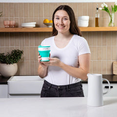 Portable Silicone Cup, Collapsible & Sustainable. Perfect for Travel. Teal, Navy or Mauve