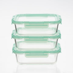 Glass Containers with Flexible Silicone Lids - Set of 3