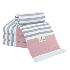 4 Packed Terry Peshtemal and Premium Beach Towel, Mediterranean Cotton Turkish Peshtemals, 35" x 60",  Modern & Traditional Turkish Bath Towels