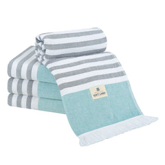4 Packed Terry Peshtemal and Premium Beach Towel, Mediterranean Cotton Turkish Peshtemals, 35" x 60",  Modern & Traditional Turkish Bath Towels