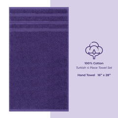 American Soft Linen 100%  Cotton Turkish Towels, 4 Pack Hand Towel Set, Super Soft, Absorbent, Quick Dry Premium Towels