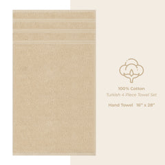 American Soft Linen 100%  Cotton Turkish Towels, 4 Pack Hand Towel Set, Super Soft, Absorbent, Quick Dry Premium Towels