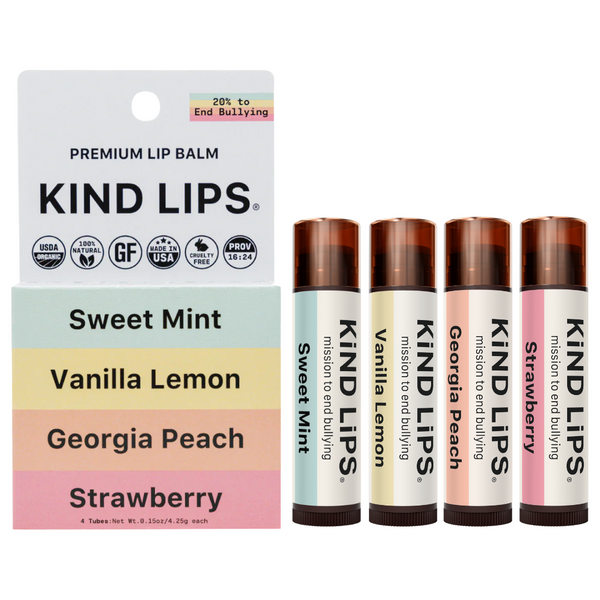 Kind Lips Organic Lip Balm Variety Box | 4 Flavor Sampler | Made in USA
