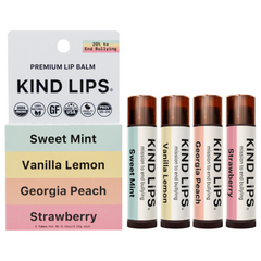 Kind Lips Organic Lip Balm Variety Box | 4 Flavor Sampler | Made in USA