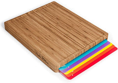 Bamboo Cutting Board with 6 Color-Coded Flexible Mats