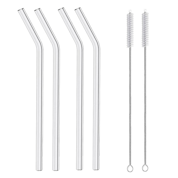 Avalon Set of 4 Glass Sippers - 18oz. with Bamboo Lid