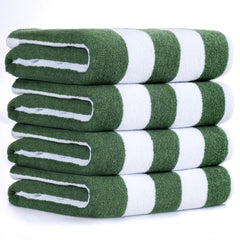 American Soft Linen, Premium Cotton 4 Pack Beach Towels, 30" x 60" Cabana Striped Pool Towels