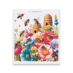 Eco-Friendly Swedish Dishcloths - Mixed Bees Set of 3 (Paper Towel Replacements, One of Each Design)