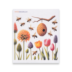 Eco-Friendly Swedish Dishcloths - Mixed Bees Set of 3 (Paper Towel Replacements, One of Each Design)