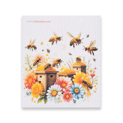 Eco-Friendly Swedish Dishcloths - Mixed Bees Set of 3 (Paper Towel Replacements, One of Each Design)