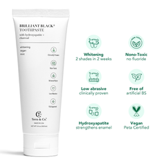 Brilliant Black® Charcoal Whitening Toothpaste with Micro-Hydroxyapatite (Fluoride-Free, Enamel Strength & Sensitive Teeth Relief)