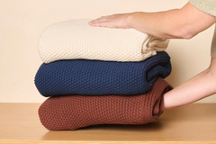 Seed Stitch Cotton Throw Blanket