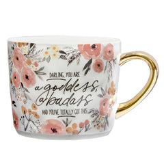 “You Are A Goddess” Gold Handle Mug – 15oz Stoneware
