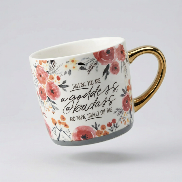 “You Are A Goddess” Gold Handle Mug – 15oz Stoneware