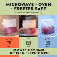 Reusable Silicone Food Storage Bags – Set of 4 Multicolor (500ml/17oz, 1000ml/34oz, 1500ml/51oz, 2000ml/68oz)