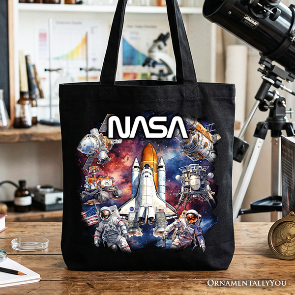 Artistic NASA Handcrafted Tote Bag, Astronaut in Outer Space with the Planets Gift Shopper