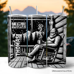 Bigfoot Cabin Life 20oz Personalized Tumbler With Lid and Stainless Steel Straw, Sarcastic Introvert Camping Gift Cup