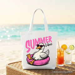 Summer Vibes Goose Tote Bag, Funny Beach Vacation Gift Shopper