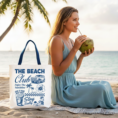 Vintage Coastal Summer Vacation Tote Bag, The Beach Club Stay Salty Gift Shopper