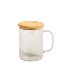 17oz Glass Mug with Bamboo Lid & Straw – Clear/Frosted