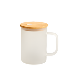 17oz Glass Mug with Bamboo Lid & Straw – Clear/Frosted