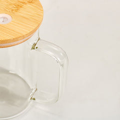 17oz Glass Mug with Bamboo Lid & Straw – Clear/Frosted