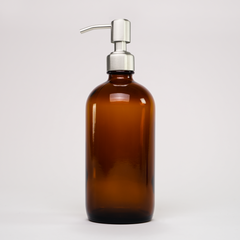 Amber Glass Keeper Bottle | 16 oz | Stainless Steel Pump