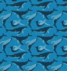Small Reusable Cloth Furoshiki Gift Wrap | Whales & Waves