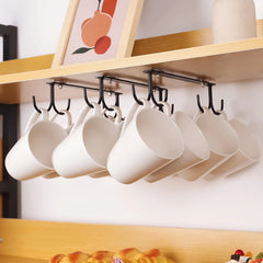 EigPluy Under Cabinet Mug Holder – 3-Pack with 12 Hooks