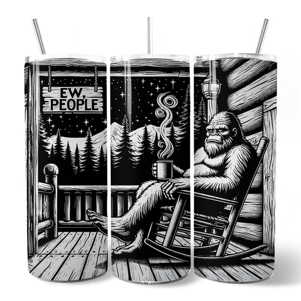 Bigfoot Cabin Life 20oz Personalized Tumbler With Lid and Stainless Steel Straw, Sarcastic Introvert Camping Gift Cup