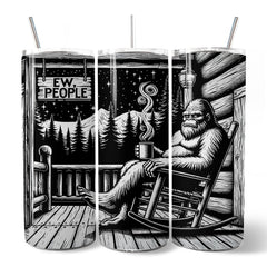 Bigfoot Cabin Life 20oz Personalized Tumbler With Lid and Stainless Steel Straw, Sarcastic Introvert Camping Gift Cup