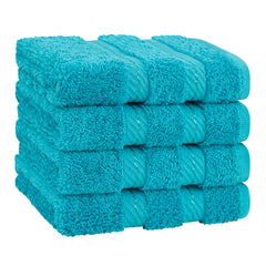4 Piece 100% Cotton Softness, Elegance, Comfort Washcloth Turkish Towel Set