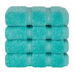 4 Piece 100% Cotton Softness, Elegance, Comfort Washcloth Turkish Towel Set