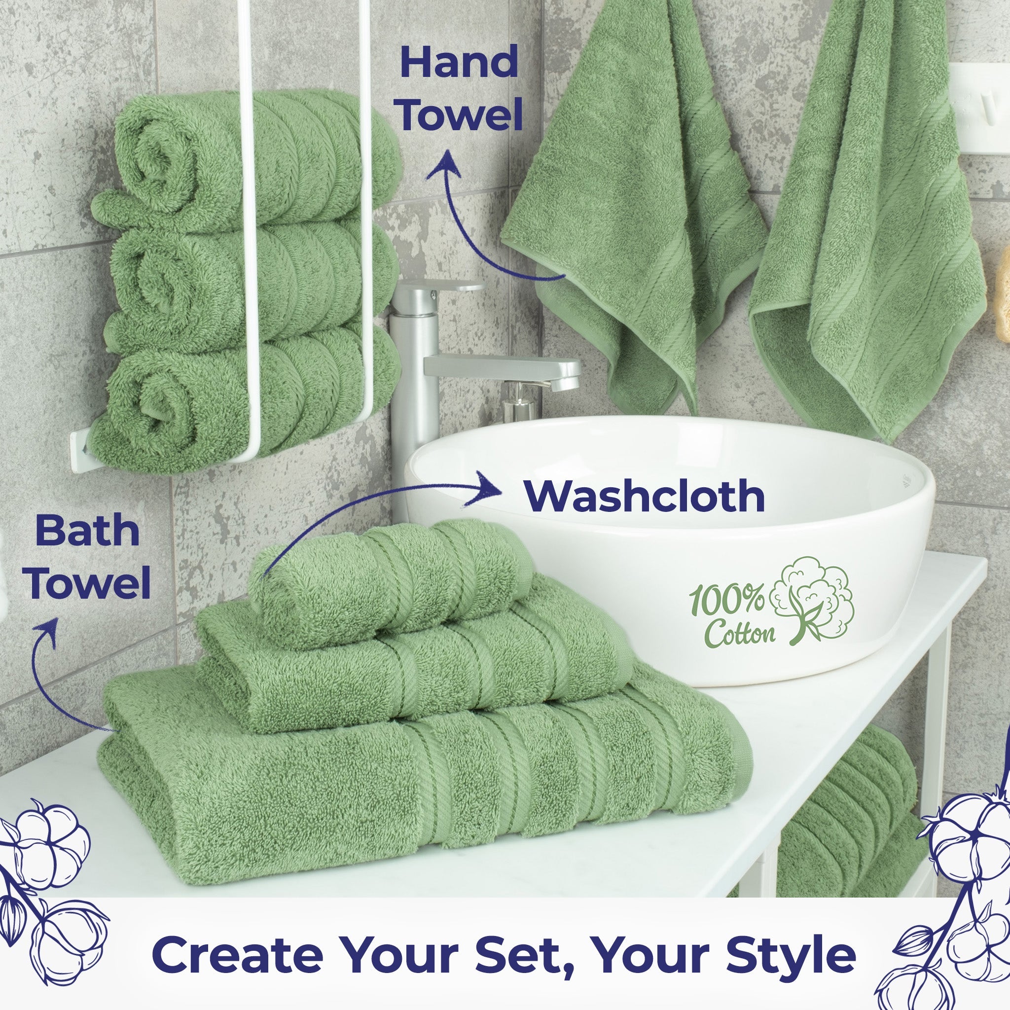 American Soft Linen Single Piece 100% Cotton Turkish Towels with 20 Different Colors, Create Your Set