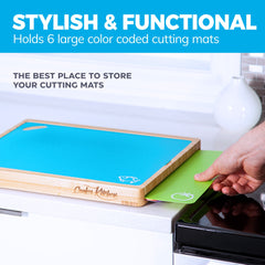 Bamboo Cutting Board with 6 Color-Coded Flexible Mats