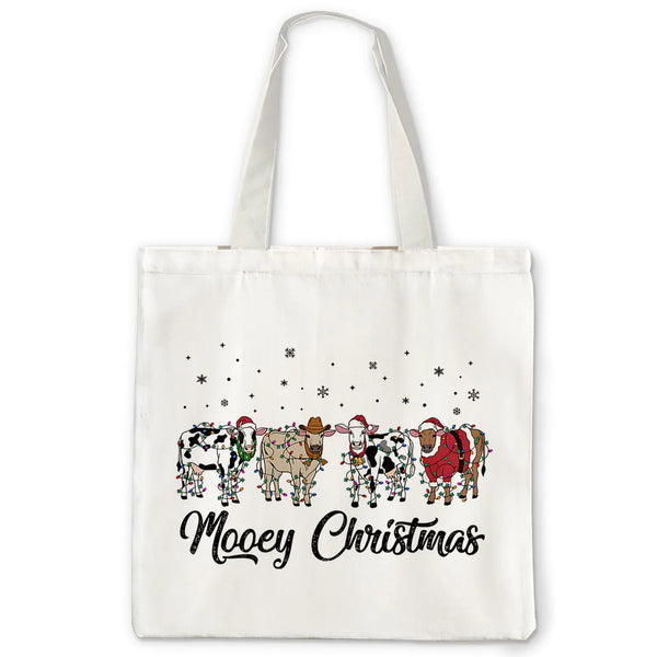Cow Christmas Tote Bag – Reusable Gift for Women
