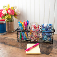 Chicken Wire Caddy for 3 Pint Mason Jars