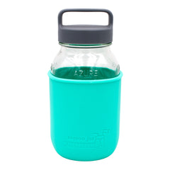 Mason Jar Lifestyle 32oz Quart Glass Water Bottle with Silicone Sleeve & Carry Handle