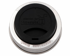 Silicone Drinking Lid with Stainless Steel Band for Mason Jars