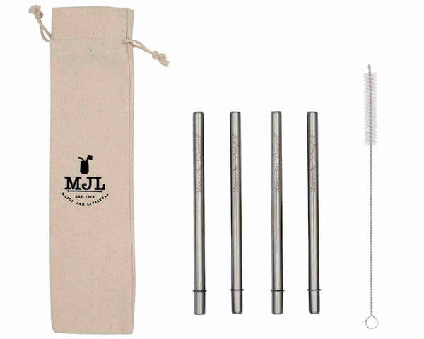 Short 5 3/4" Safer Rounded End Stainless Steel Straw for Half Pint Mason Jars